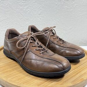 Ecco Sky Leather Oxford Sneakers 37 6.5 Brown Minimalist Quiet Luxury Old Money‎